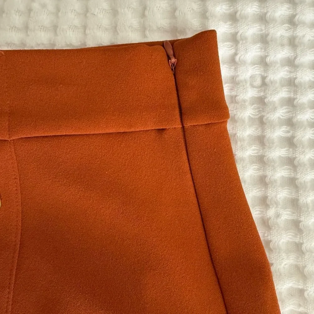 New Michael Kors Elegant Rust Button-Accent Mini Skirt